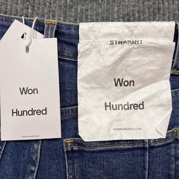 Won Hundred Lounge Blue 4 Jeans Light Wash Straight Leg Made in Italy 27x32 New - Picture 3 of 12